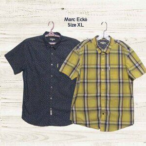 Marc Ecko size XL bundle of 2 mens shirts short sleeves grey and yellow